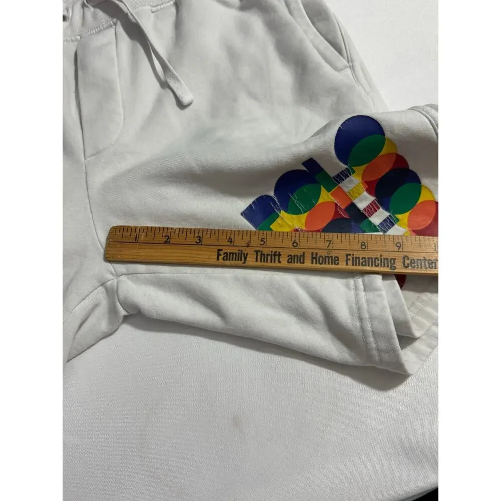 Polo Ralph Lauren Men's 8 Rainbow Logo Fleece Shorts White Small